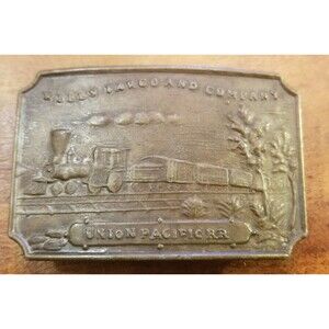 Vintage Wells Fargo & Co Union Pacific Railroad Brass Belt Buckle 3.5"x2.25"